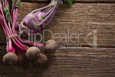 Beetroot and dragon fruit on wooden table