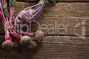 Beetroot and dragon fruit on wooden table