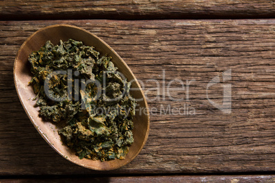 Dried herbs on tray