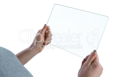 Cropped image of businesswoman with glass interface