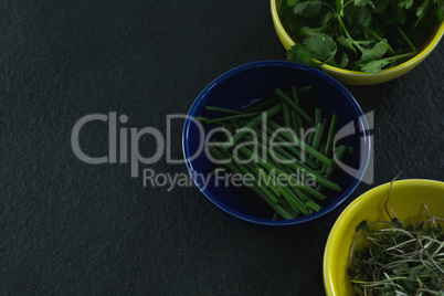 Various herbs in bowl