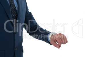 Mid section of businessman with smart watch