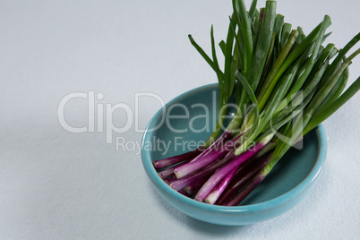 Scallions in bowl