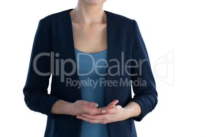 Mid section of businesswoman during presentation