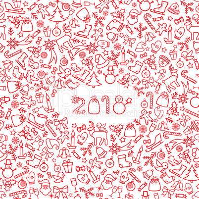 Christmas icon holiday background. Happy New 2018 Year greeting