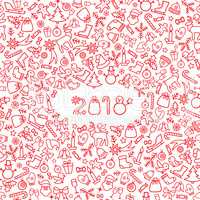 Christmas icon holiday background. Happy New 2018 Year greeting