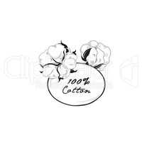Cotton icon. Natural material sign with flower cotton. Floral frame