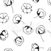 Floral seamless pattern with flower cotton.  Nature background