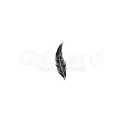 Feather silhouette isolated on white background. Bird icon