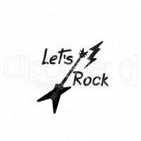 Rock music banner. Musical sign background. Let's rock lettering