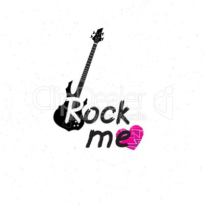 Rock music banner. Musical sign background. Rock lettering with