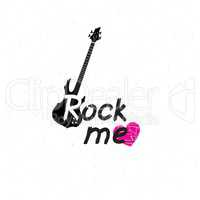 Rock music banner. Musical sign background. Rock lettering with