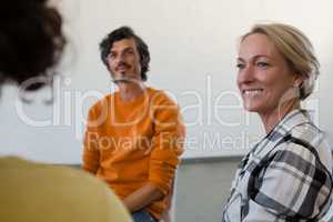 Close up of woman looking at friend