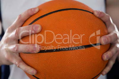 Player holding basketball