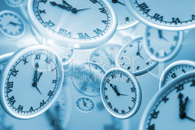 Digitally generated image of clocks