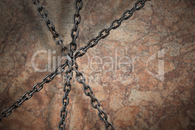 Composite image of 3d image of metallic chains intersecting