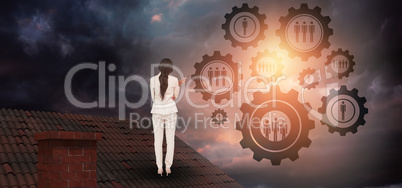 Composite image of thinking businesswoman