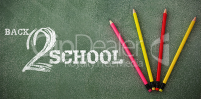 Composite image of back to school text on white background