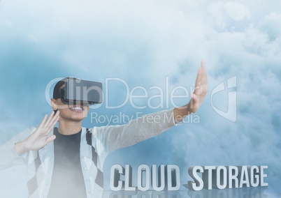 guy with vr in cloud storage