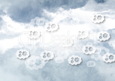 Sky clouds with graphics of cogs