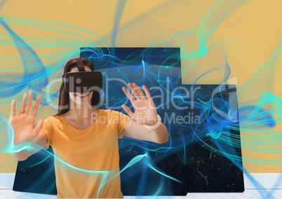 Smiling woman with vr headset