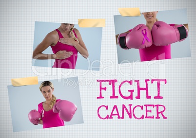 Fight cancer text and Breast Cancer Awareness Photo Collage