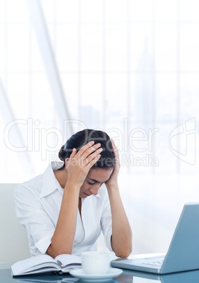 Stressed Businesswoman and  bright background