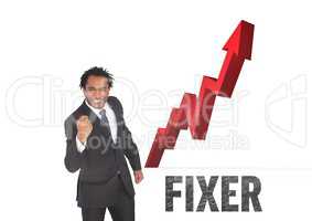 businessman with red arrow fixer