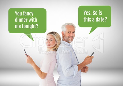 Couple texting about dinner date