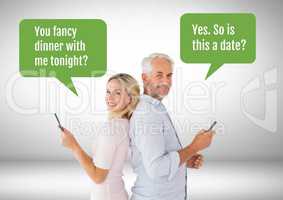 Couple texting about dinner date