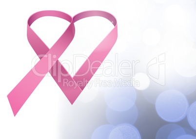 pink ribbon for breast cancer awareness over bright background