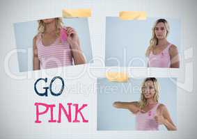 Go pink text and Breast Cancer Awareness Photo Collage