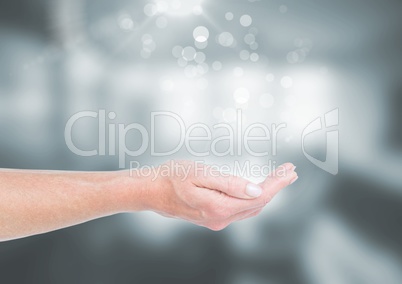 Open hand with bright background