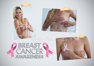 Breast cancer awareness text and Breast Cancer Awareness Photo Collage