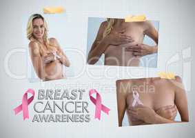 Breast cancer awareness text and Breast Cancer Awareness Photo Collage