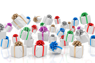 3d render of falling christmas presents