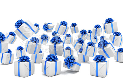 3d render of falling christmas presents