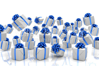 3d render of falling christmas presents