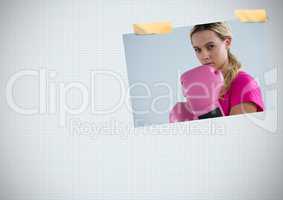 Boxer woman on Photo with ssticky tape