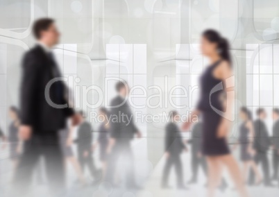 Group of business people walking with transition background