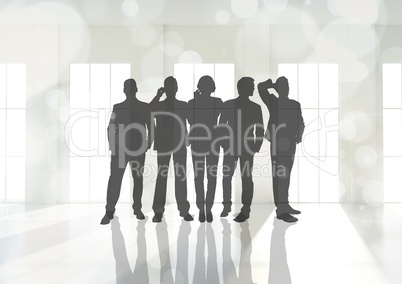 Silhouette of group of people with transition background