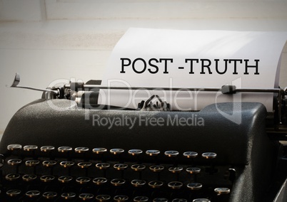 Post-truth text on typewriter