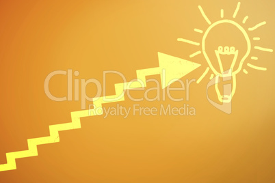 Composite image of graphic image of graph and light bulb