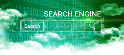 Composite image of graphic image of red search engine page