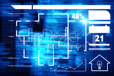 Composite image of graphic image of house blueprint