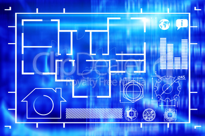 Composite image of composite image of house blueprint