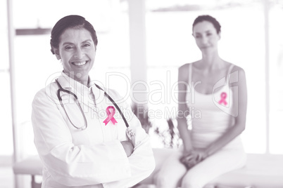Composite image of breast cancer awareness ribbon