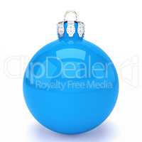 3d render - blue christmas bauble over white background