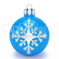 3d render - blue christmas bauble over white background