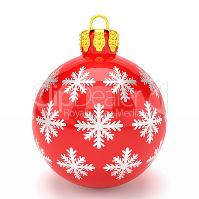 3d render - red christmas bauble over white background